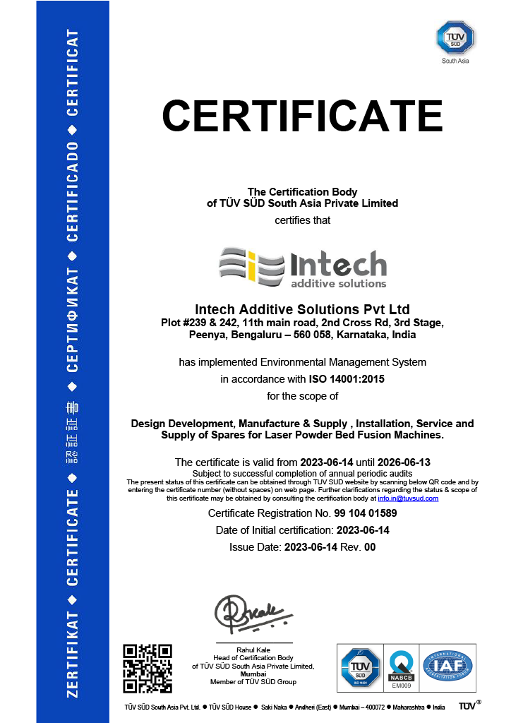 ISO 14001:2015 Certificate